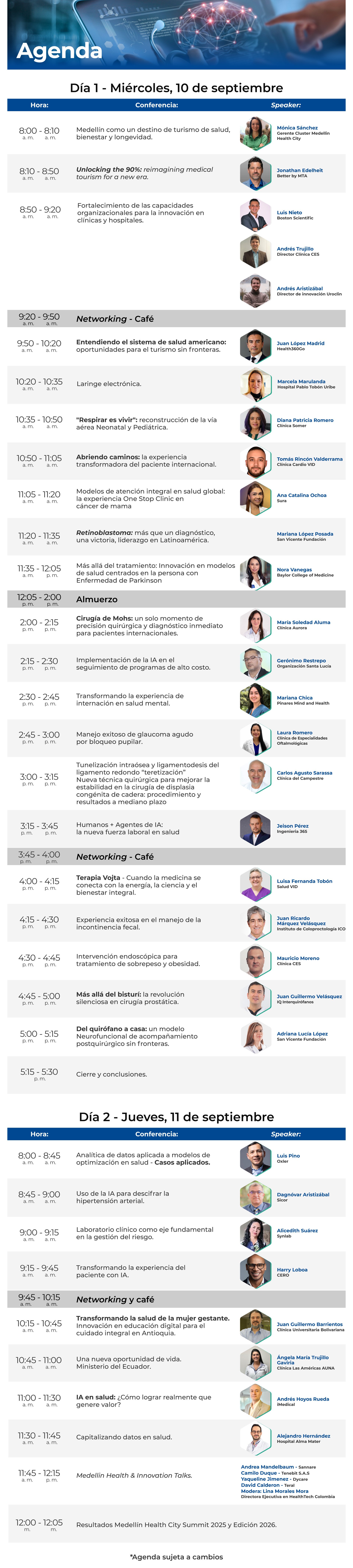 Agenda Medellín Health City Summit
