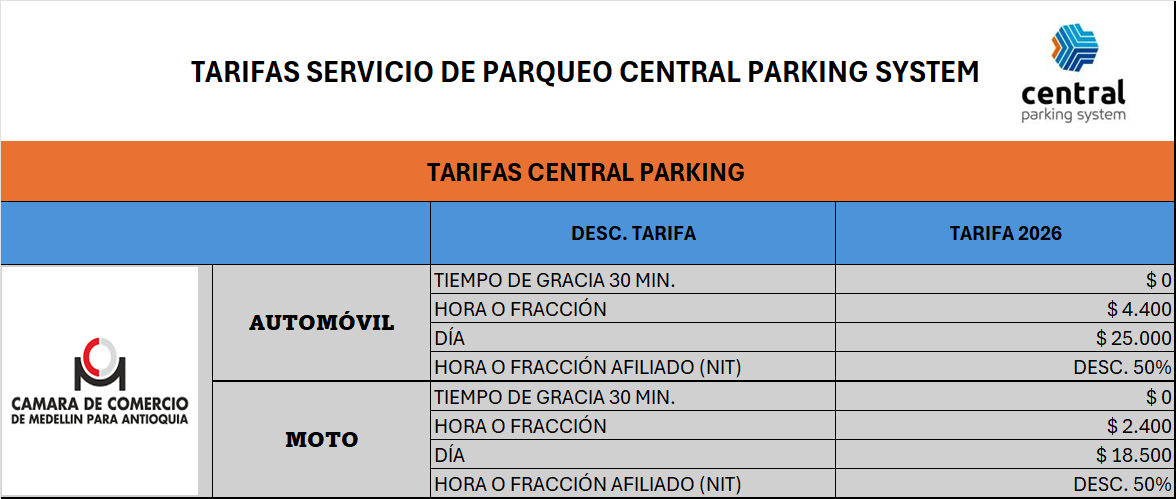 Tarifas Parqueadero Poblado